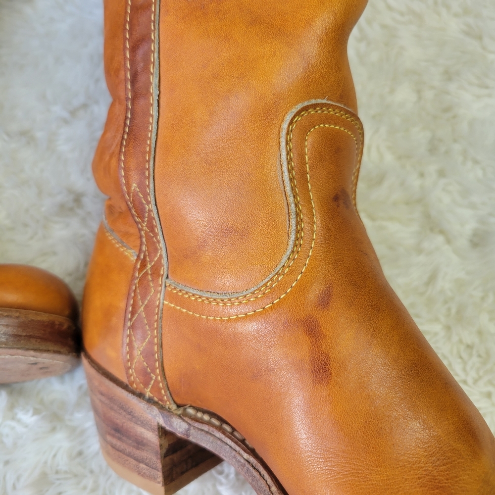 FRYE RARE Vintage Black Label Campus Stitching Horse Knee High Western Boots 7 - Picture 12 of 17